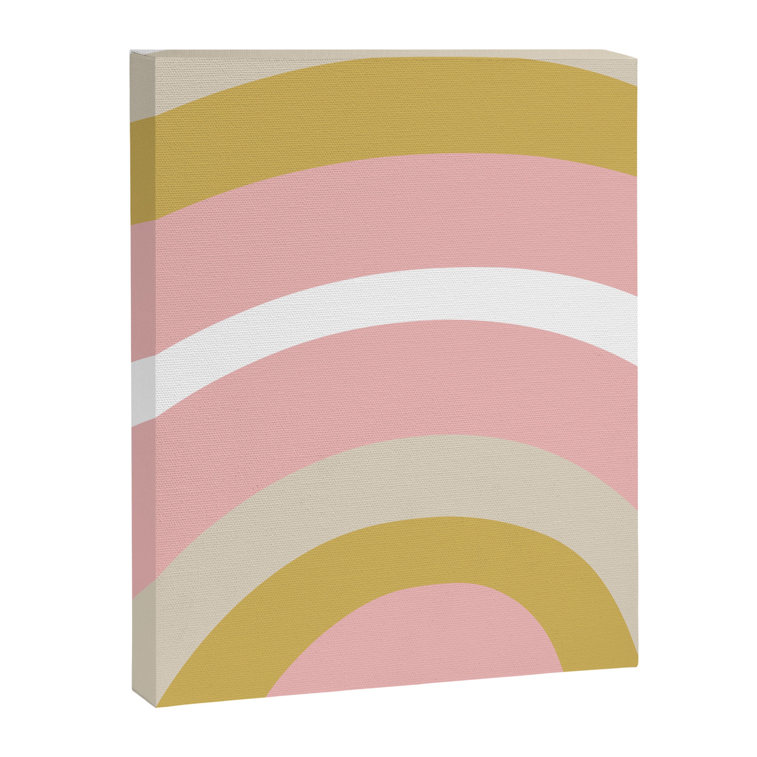 Splendid Rainbow in Golden Mustard Yellow, Pink, Taupe, and White Canvas Print Gallery Image 8