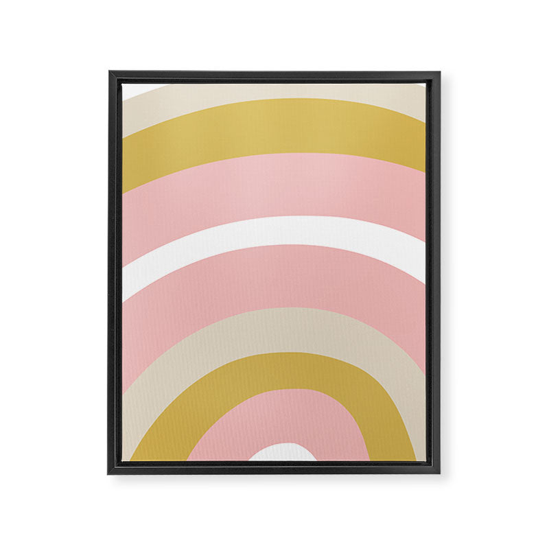 Splendid Rainbow in Golden Mustard Yellow, Pink, Taupe, and White Framed Canvas Print Gallery Image 8