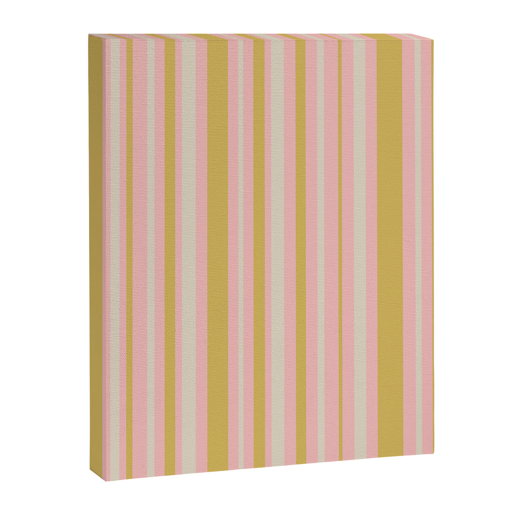 Splendid Stripes - Retro Modern Stripe Pattern in Gold, Pink, and Mushroom Canvas Print Gallery Image 8