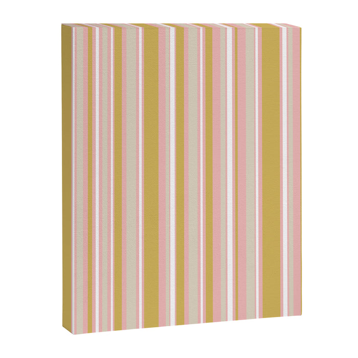 Splendid Stripes - Retro Modern Stripe Pattern in Gold, Pink, White, and Mushroom Canvas Print Gallery Image 1