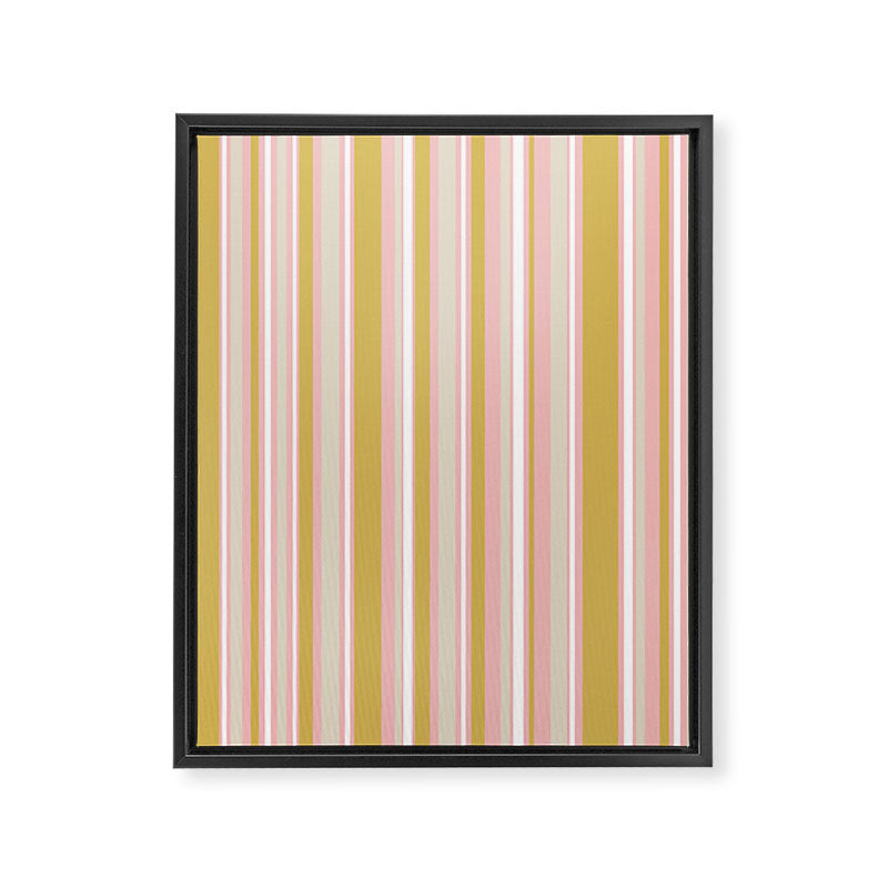 Splendid Stripes - Retro Modern Stripe Pattern in Gold, Pink, White, and Mushroom Framed Canvas Print Gallery Image 8