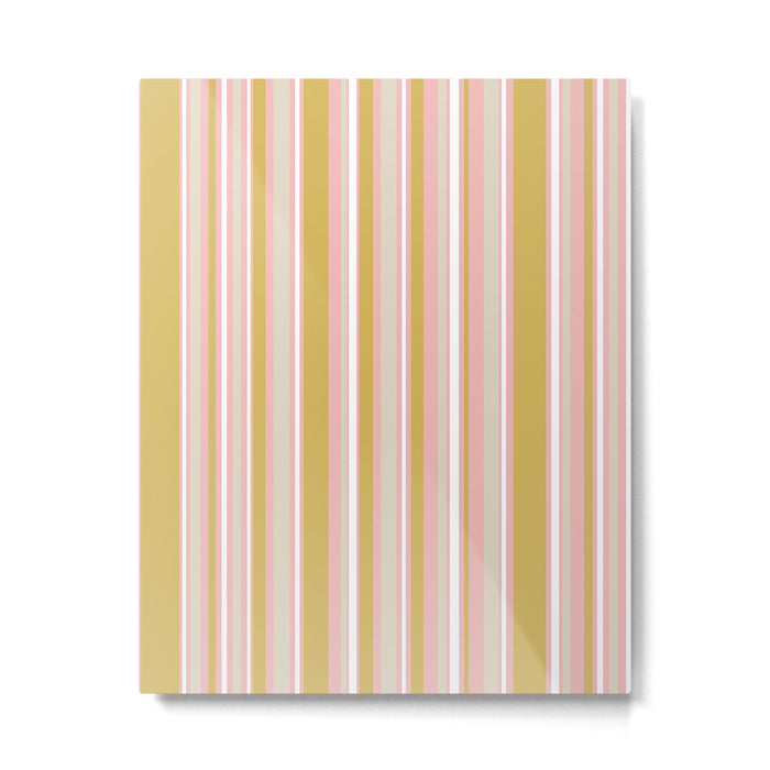 Splendid Stripes - Retro Modern Stripe Pattern in Gold, Pink, White, and Mushroom Metal Print Gallery Image 1