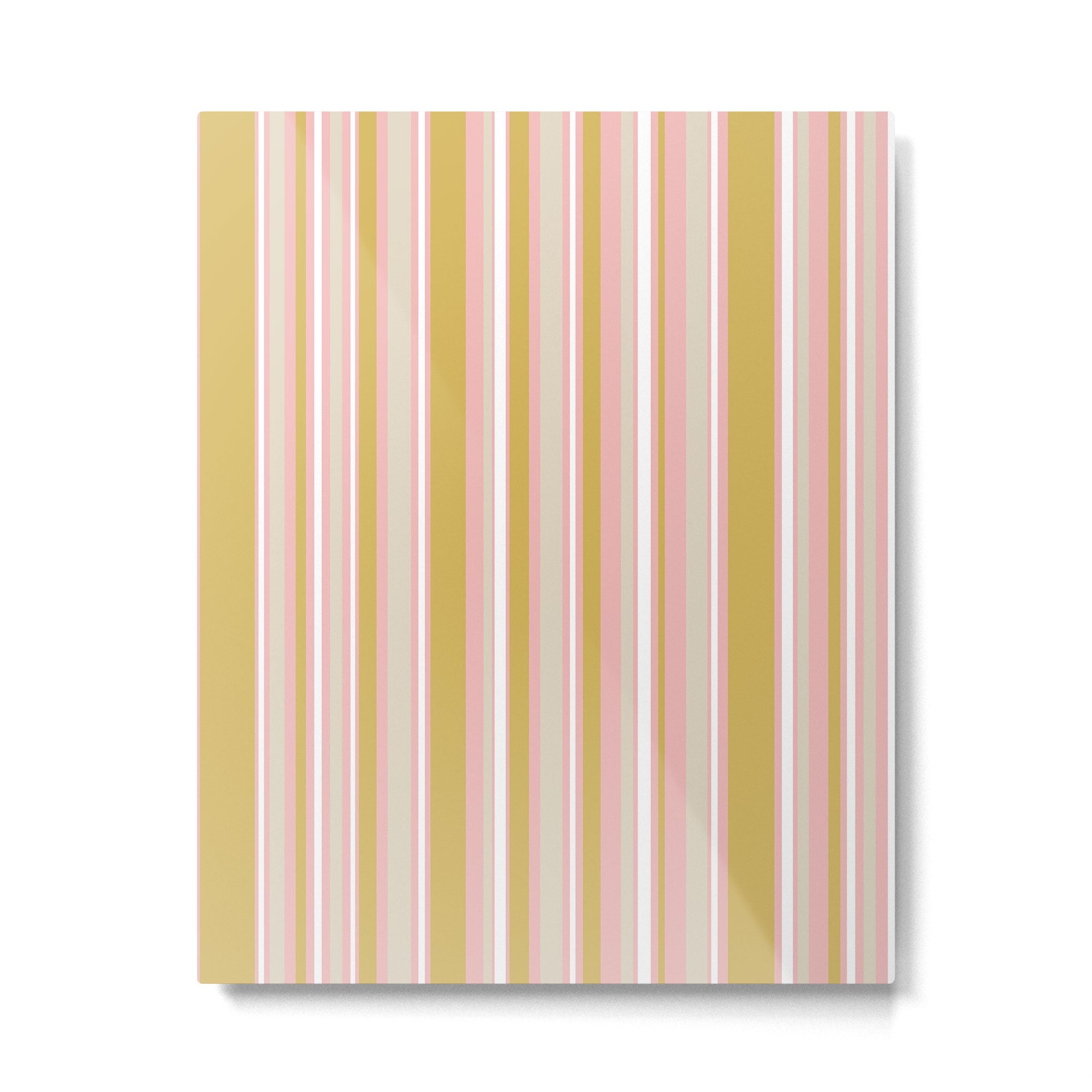 Splendid Stripes - Retro Modern Stripe Pattern in Gold, Pink, White, and Mushroom Metal Print Gallery Image 6