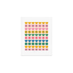 Spring Flower Stripes Cute and Cheerful Floral Pattern Pink Blue Green Mustard Yellow Art Print Gallery Image 1