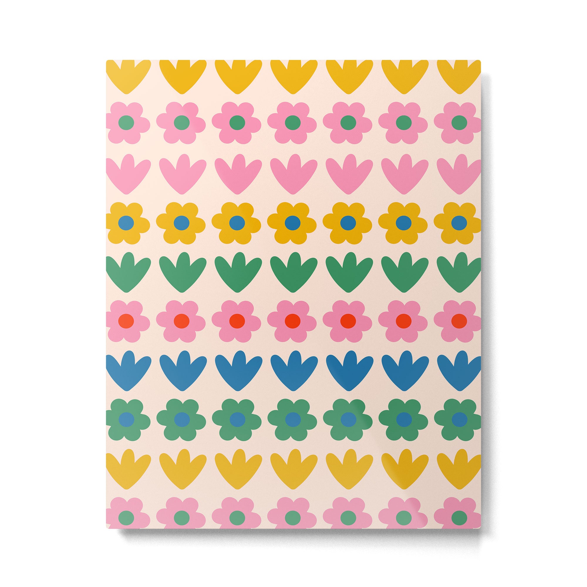 Spring Flower Stripes Cute and Cheerful Floral Pattern Pink Blue Green Mustard Yellow Metal Print Gallery Image 6