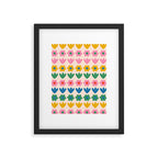 Spring Flower Stripes Cute and Cheerful Floral Pattern Pink Blue Green Mustard Yellow Framed Art Print Gallery Image 6