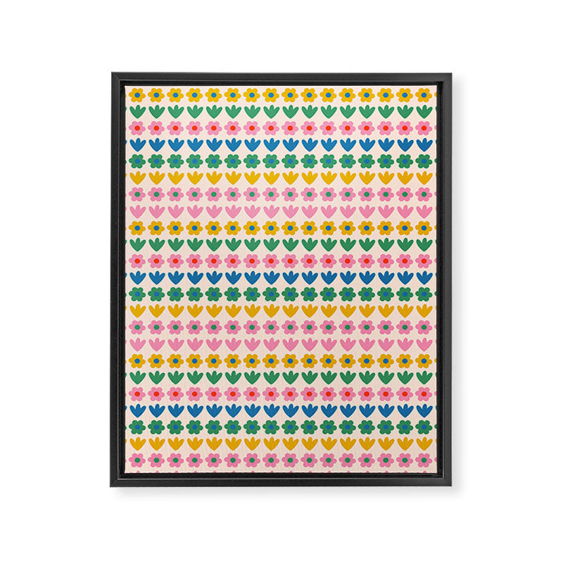 Spring Flower Stripes Cute Cheerful Colorful Mini Floral Pattern Framed Canvas Print Gallery Image 8