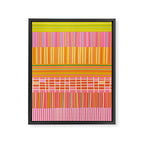Spring Patchwork Whimsical Finnish Stripe Pattern Pink Orange Lime Framed Canvas Print Gallery Image 6
