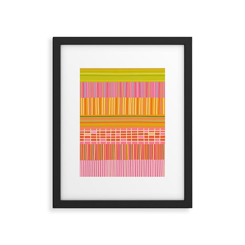 Spring Patchwork Whimsical Finnish Stripe Pattern Pink Orange Lime Framed Art Print Gallery Image 5