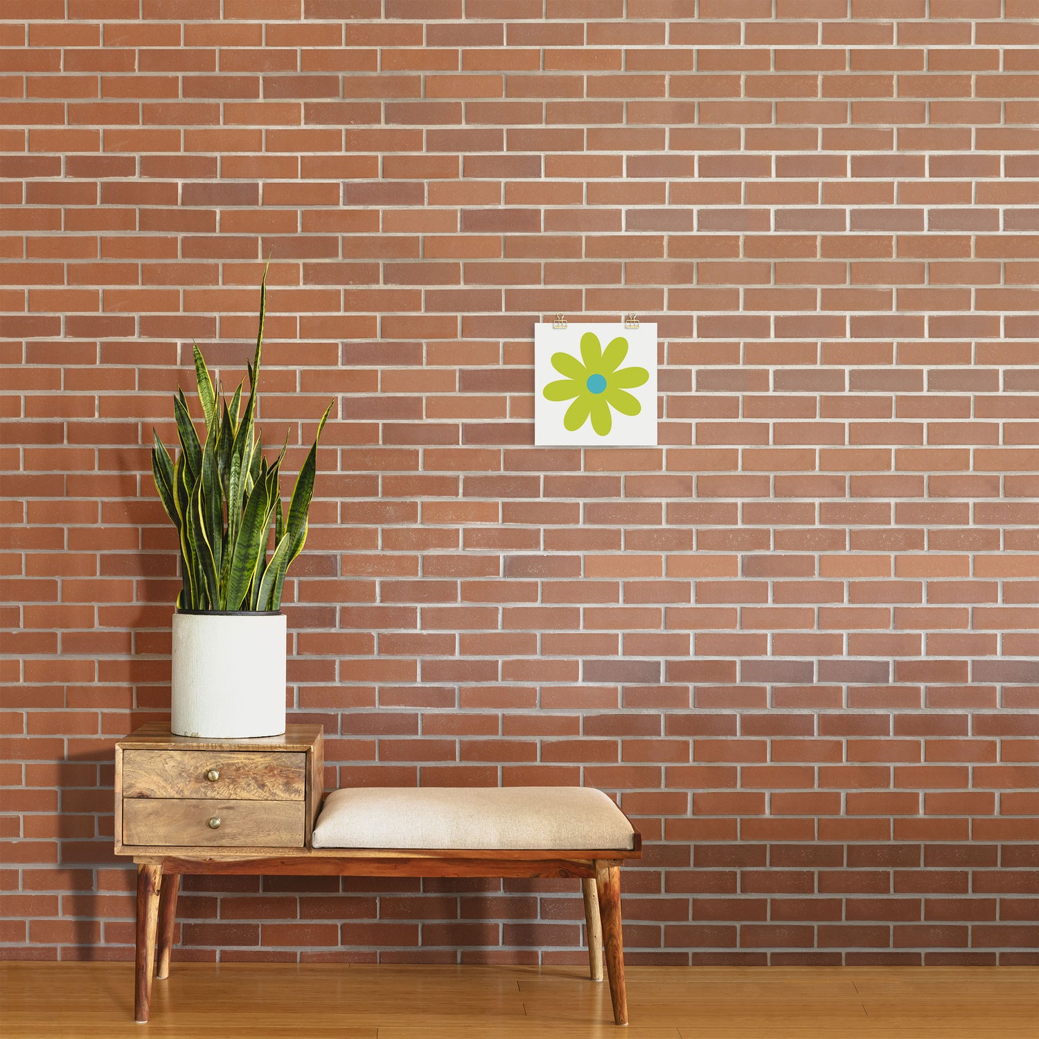 Springtime Flower Single in Lime Green and White Art Print Gallery Image 2