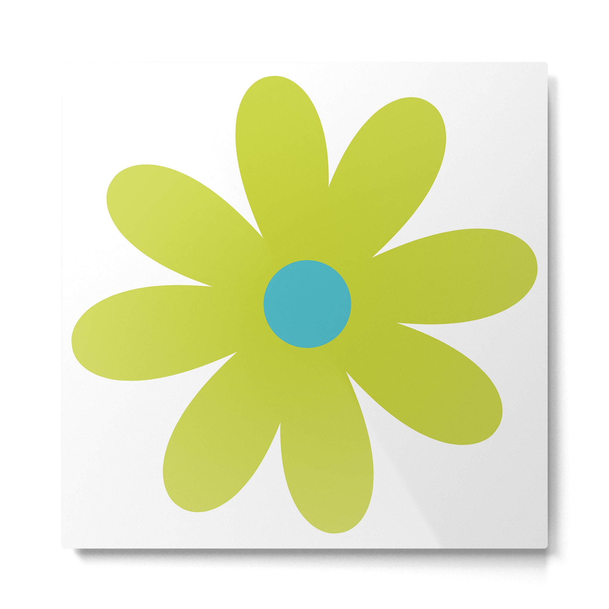 Springtime Flower Single in Lime Green and White Metal Print Gallery Image 2