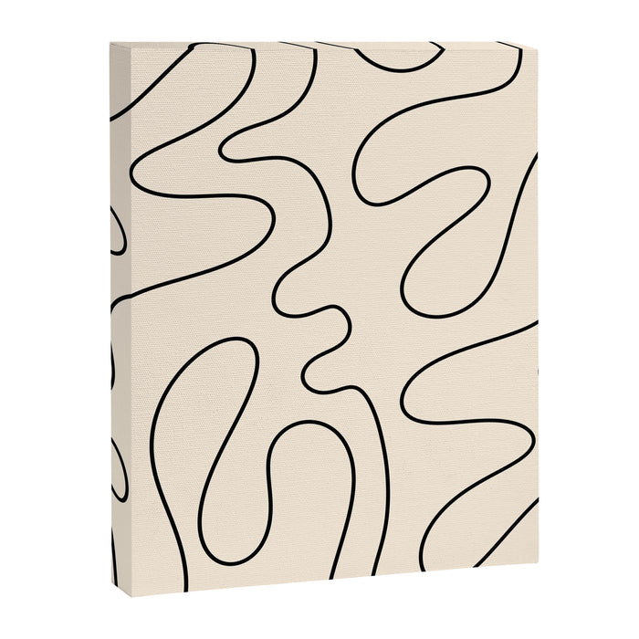 Squiggle Abstract Minimalist Modern Pattern in Black and Almond Cream Canvas Print Gallery Image 1