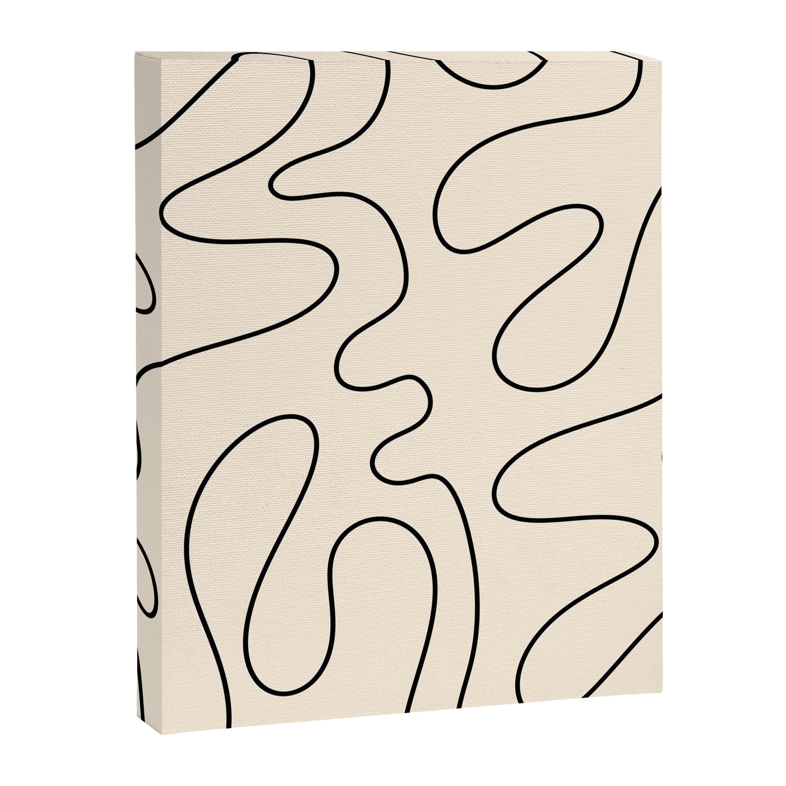 Squiggle Abstract Minimalist Modern Pattern in Black and Almond Cream Canvas Print Gallery Image 8