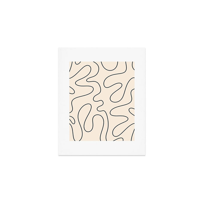 Squiggle Abstract Minimalist Modern Pattern in Black and Almond Cream Art Print Gallery Image 1