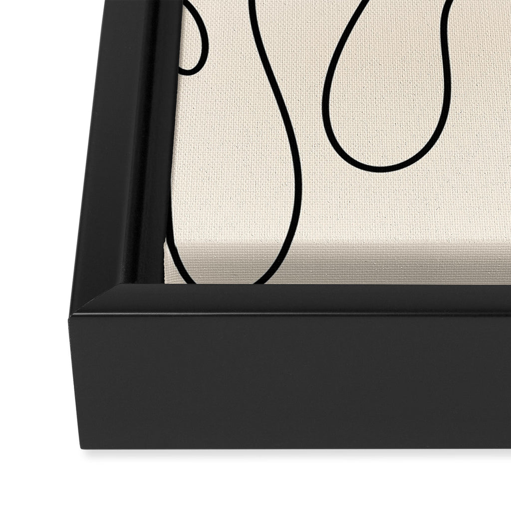 Squiggle Abstract Minimalist Modern Pattern in Black and Almond Cream Framed Canvas Print Gallery Image 3