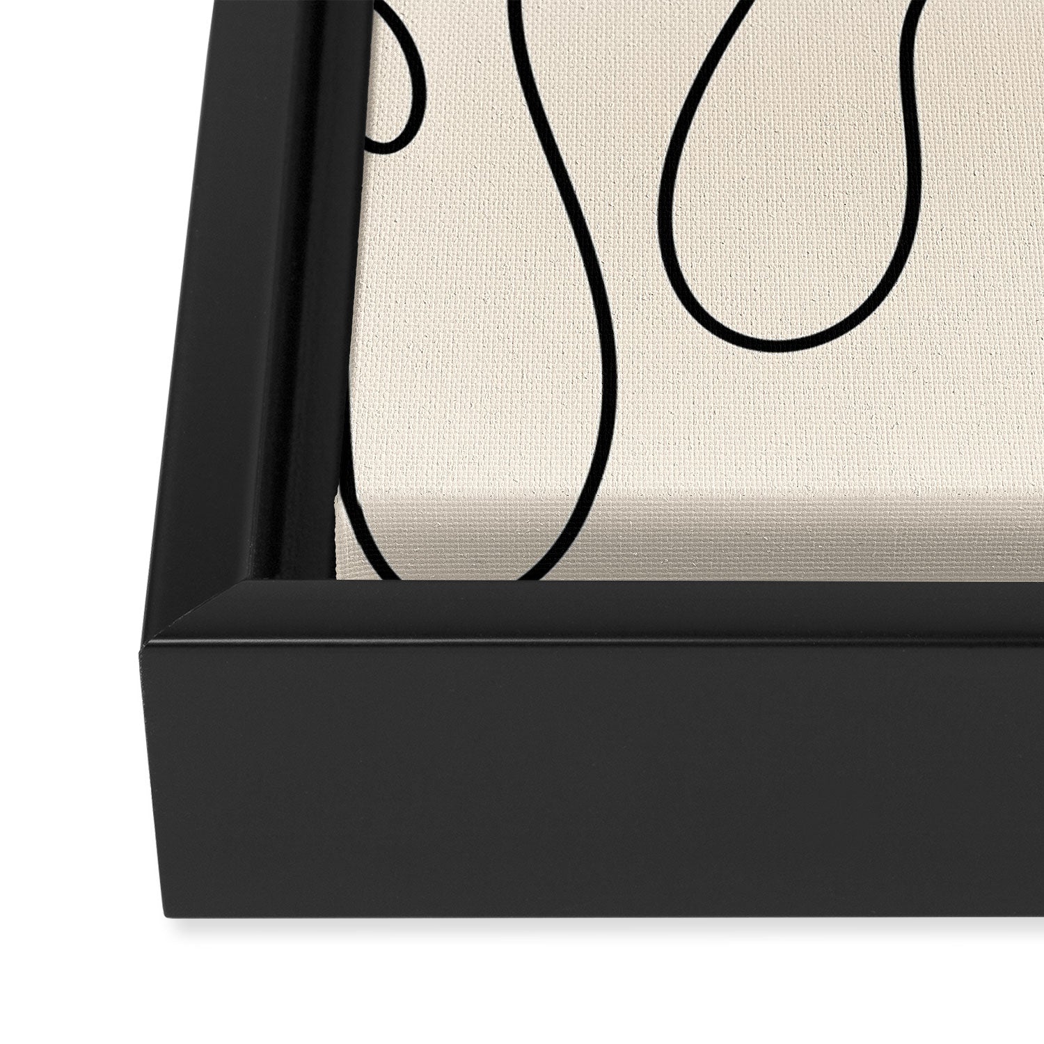 Squiggle Abstract Minimalist Modern Pattern in Black and Almond Cream Framed Canvas Print Gallery Image 3