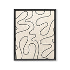 Squiggle Abstract Minimalist Modern Pattern in Black and Almond Cream Framed Canvas Print Gallery Image 8