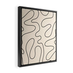 Squiggle Abstract Minimalist Modern Pattern in Black and Almond Cream Framed Canvas Print Gallery Image 2