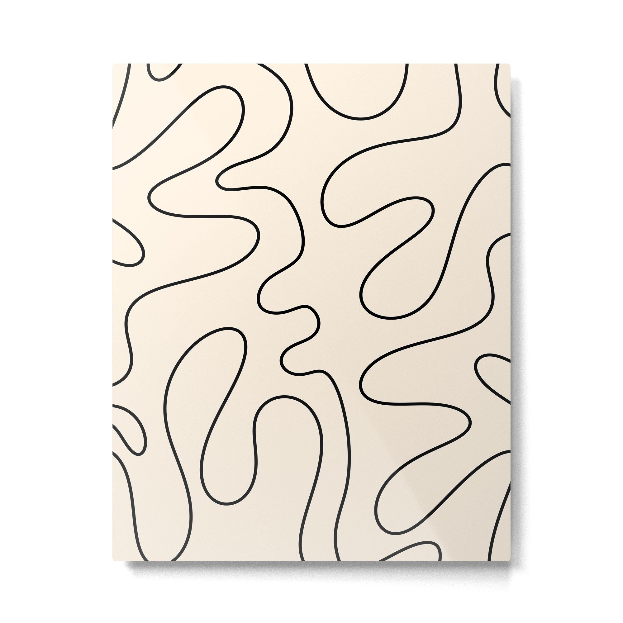 Squiggle Abstract Minimalist Modern Pattern in Black and Almond Cream Metal Print Gallery Image 6