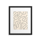Squiggle Abstract Minimalist Modern Pattern in Black and Almond Cream Framed Art Print Gallery Image 6