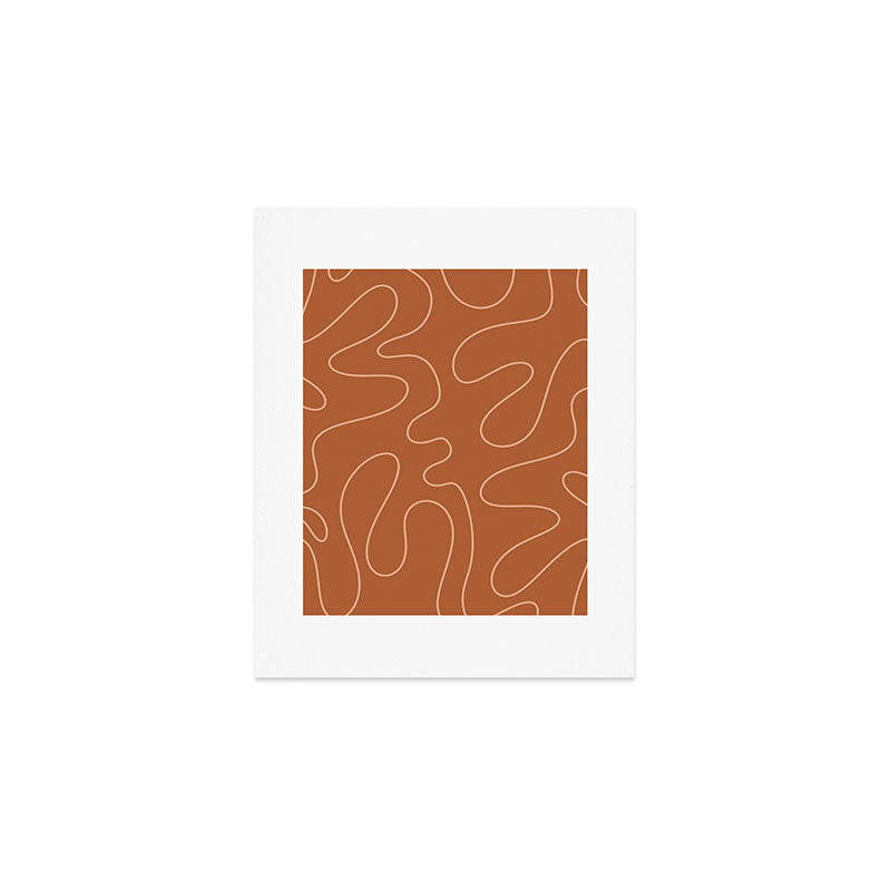 Squiggle Abstract Minimalist Modern Boho Pattern in Terracotta Rust Art Print Gallery Image 1