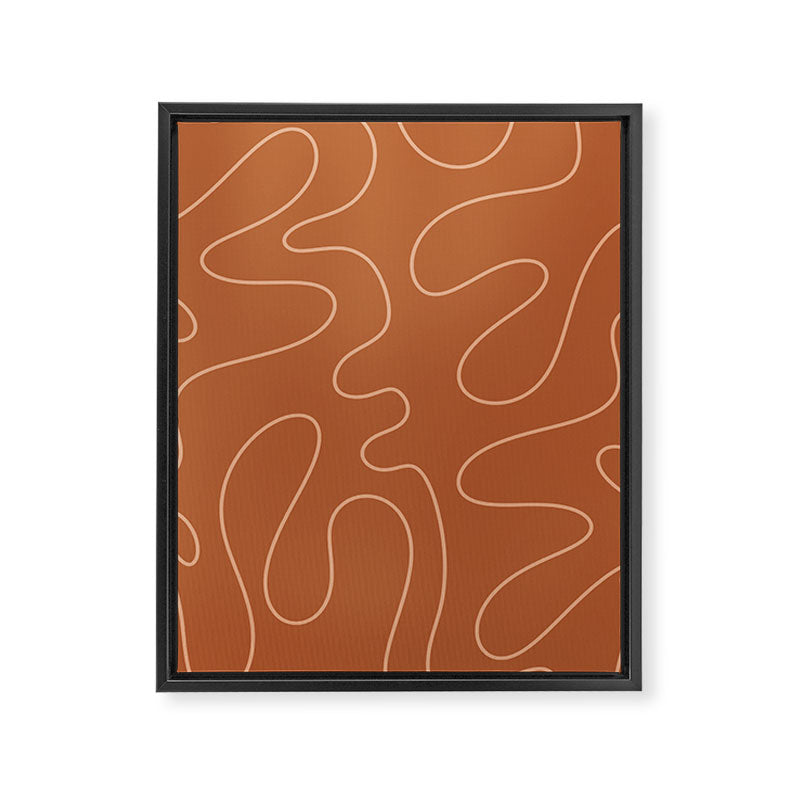 Squiggle Abstract Minimalist Modern Boho Pattern in Terracotta Rust Framed Canvas Print Gallery Image 8
