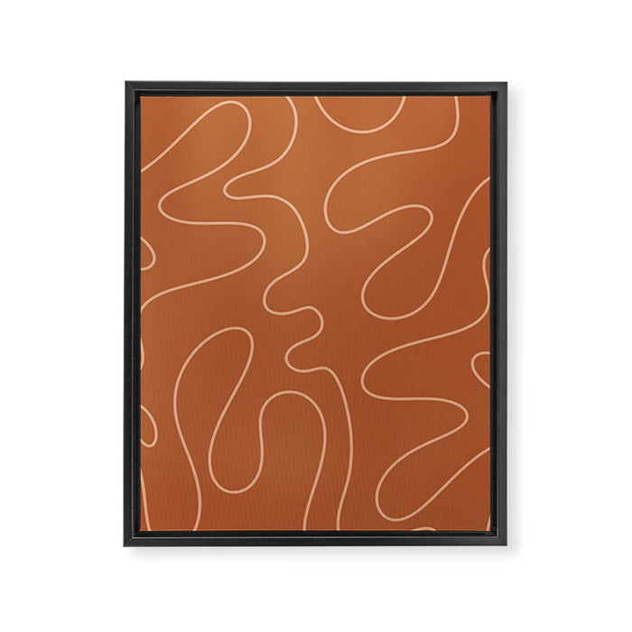 Squiggle Abstract Minimalist Modern Boho Pattern in Terracotta Rust Framed Canvas Print Gallery Image 1