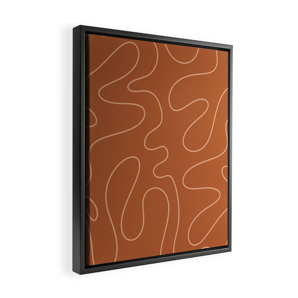 Squiggle Abstract Minimalist Modern Boho Pattern in Terracotta Rust Framed Canvas Print Gallery Image 2