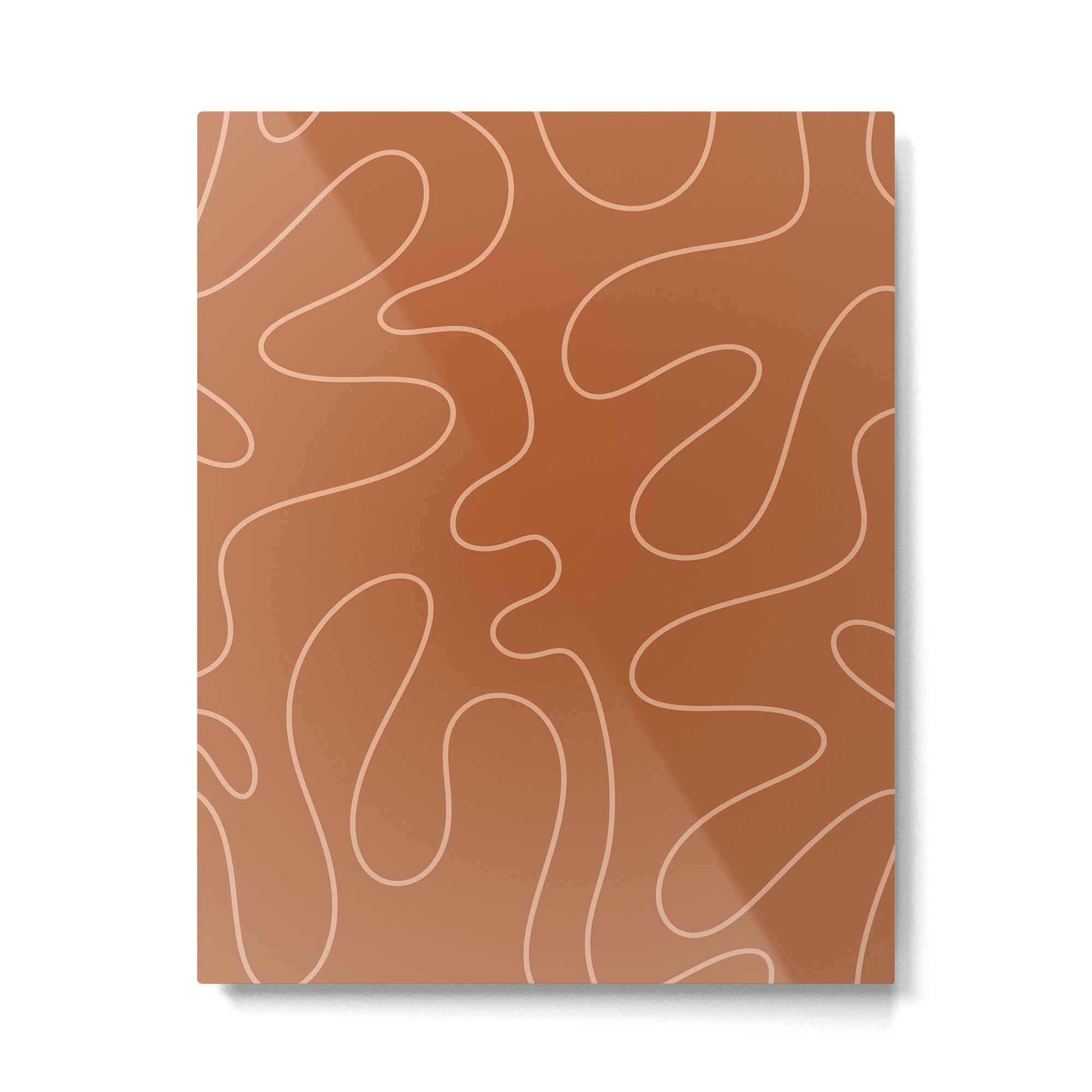 Squiggle Abstract Minimalist Modern Boho Pattern in Terracotta Rust Metal Print Gallery Image 6