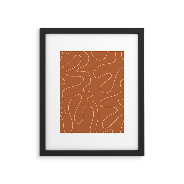 Squiggle Abstract Minimalist Modern Boho Pattern in Terracotta Rust Framed Art Print Gallery Image 1