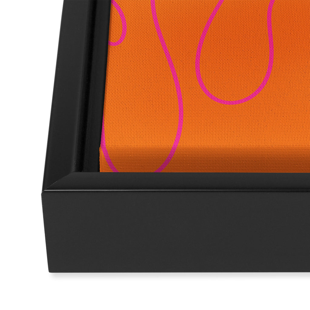 Squiggle Abstract Pattern Orange and Hot Pink Framed Canvas Print Gallery Image 3