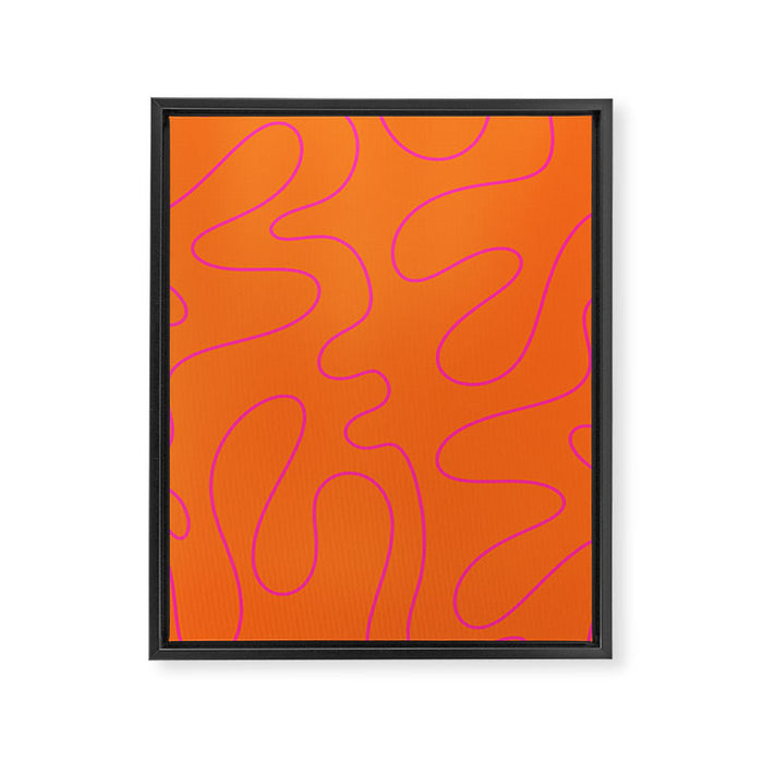 Squiggle Abstract Pattern Orange and Hot Pink Framed Canvas Print Gallery Image 1