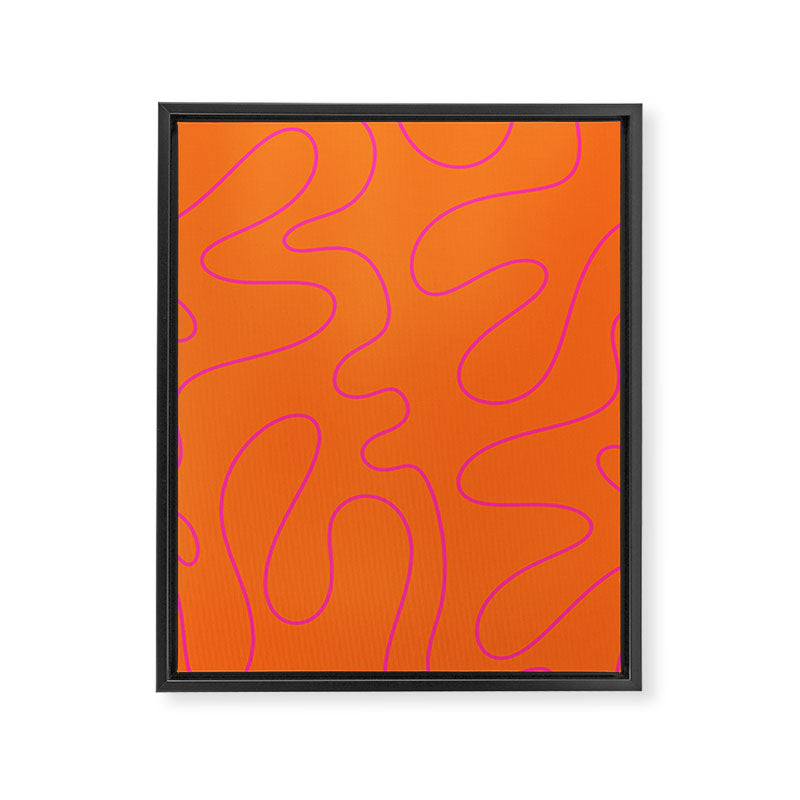 Squiggle Abstract Pattern Orange and Hot Pink Framed Canvas Print Gallery Image 8