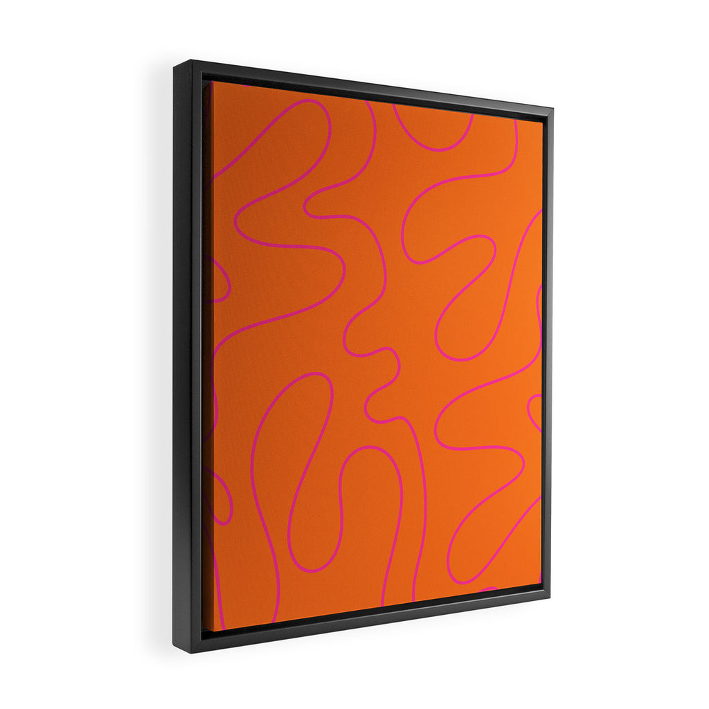 Squiggle Abstract Pattern Orange and Hot Pink Framed Canvas Print Gallery Image 2