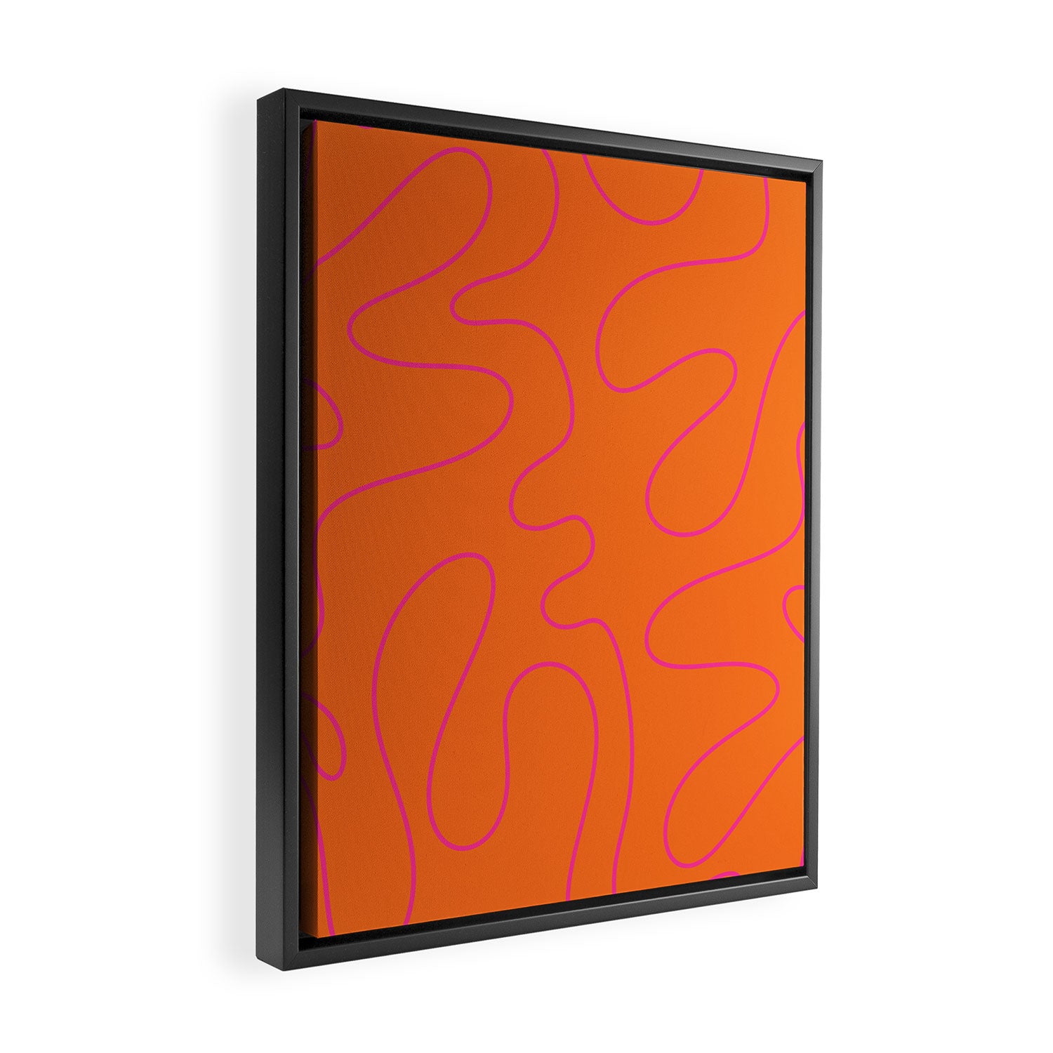 Squiggle Abstract Pattern Orange and Hot Pink Framed Canvas Print Gallery Image 2