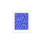 Squiggle Maze Abstract Minimalist Pattern in Electric Blue and White Art Print Gallery Image 1
