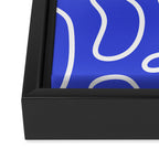 Squiggle Maze Abstract Minimalist Pattern in Electric Blue and White Framed Canvas Print Gallery Image 3