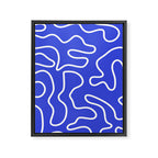Squiggle Maze Abstract Minimalist Pattern in Electric Blue and White Framed Canvas Print Gallery Image 8