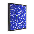 Squiggle Maze Abstract Minimalist Pattern in Electric Blue and White Framed Canvas Print Gallery Image 2