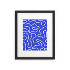 Squiggle Maze Abstract Minimalist Pattern in Electric Blue and White Framed Art Print Gallery Image 6