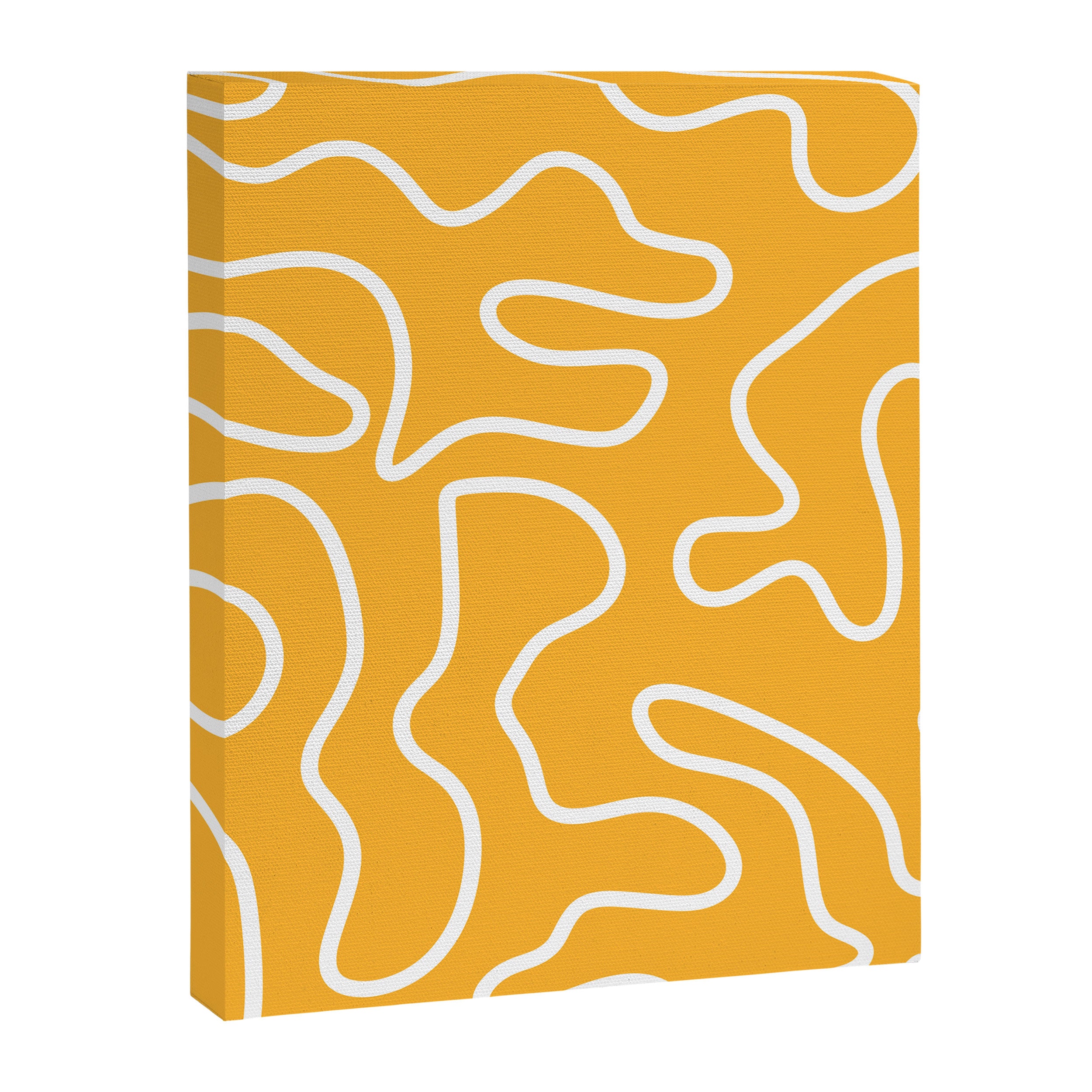 Squiggle Maze Abstract Minimalist Pattern in Mustard and White Canvas Print Gallery Image 8