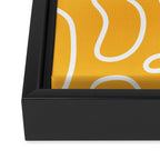 Squiggle Maze Abstract Minimalist Pattern in Mustard and White Framed Canvas Print Gallery Image 3