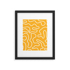 Squiggle Maze Abstract Minimalist Pattern in Mustard and White Framed Art Print Gallery Image 6