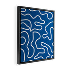 Squiggle Maze Minimalist Abstract Pattern in Blue and White Framed Canvas Print Gallery Image 2