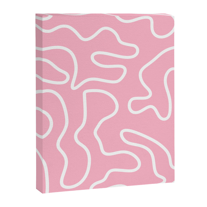 Squiggle Maze Minimalist Abstract Pattern in Bubblegum Pink Canvas Print Gallery Image 1