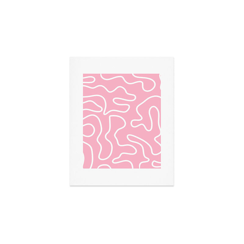 Squiggle Maze Minimalist Abstract Pattern in Bubblegum Pink Art Print Gallery Image 1