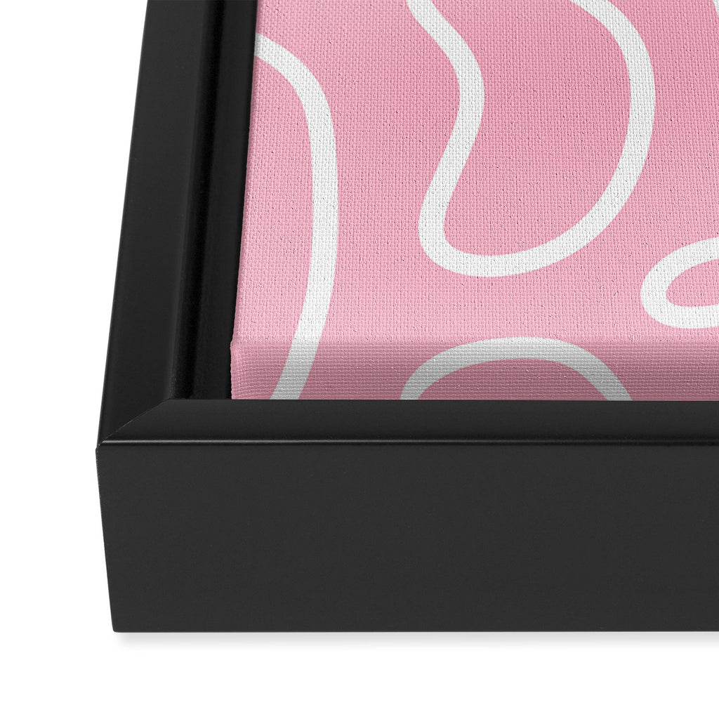 Squiggle Maze Minimalist Abstract Pattern in Bubblegum Pink Framed Canvas Print Gallery Image 3