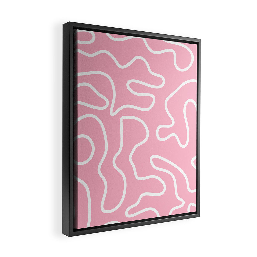 Squiggle Maze Minimalist Abstract Pattern in Bubblegum Pink Framed Canvas Print Gallery Image 2
