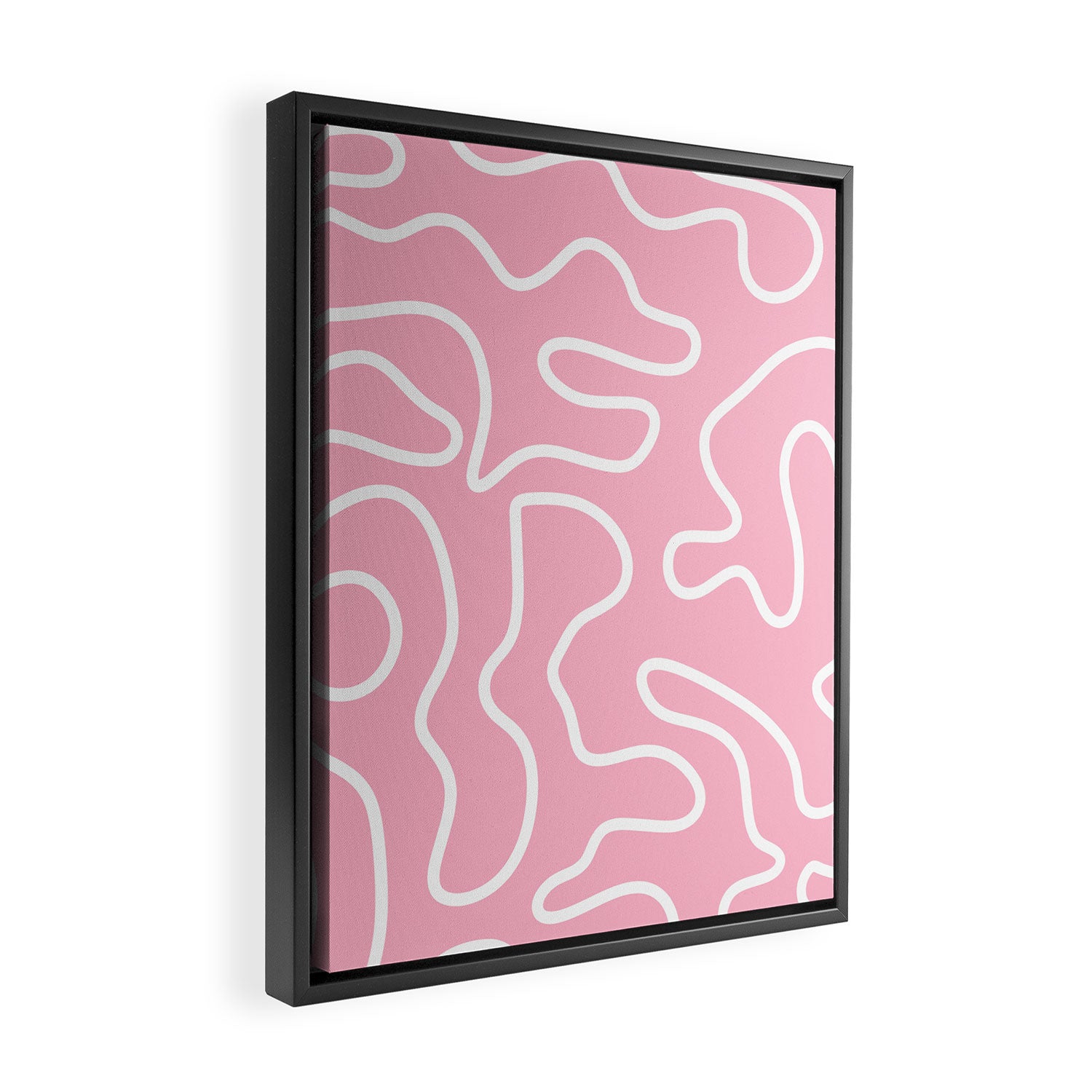 Squiggle Maze Minimalist Abstract Pattern in Bubblegum Pink Framed Canvas Print Gallery Image 2