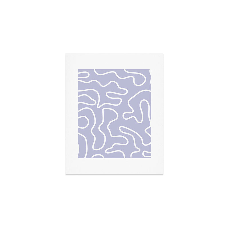 Squiggle Maze Minimalist Abstract Pattern in Light Pastel Periwinkle Purple Art Print Gallery Image 1